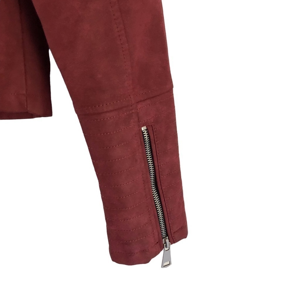 Avec Les Filles Faux Suede Moto Jacket XS Rust Red - Picture 12 of 16